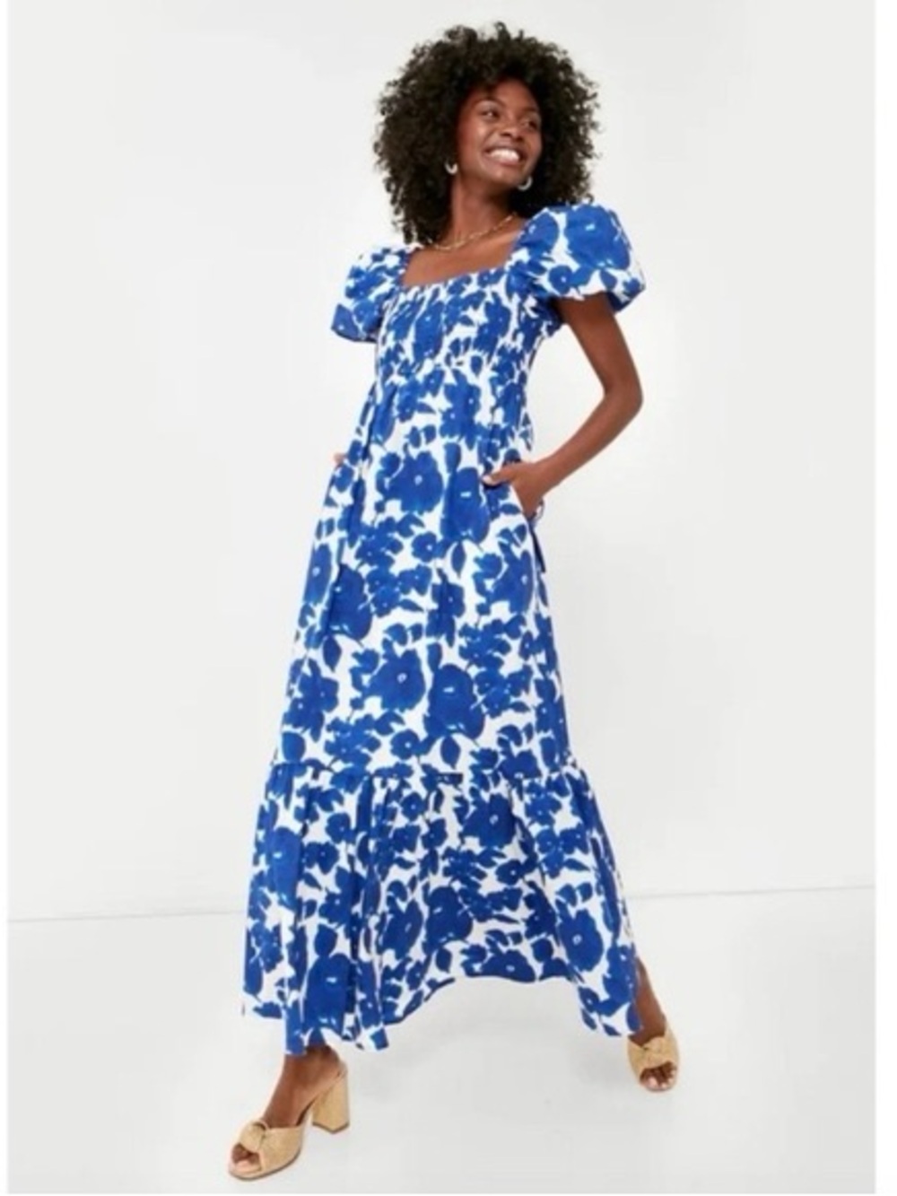 Tuckernuck Hyacinth House Blue Floral Seaport MIDI Dress